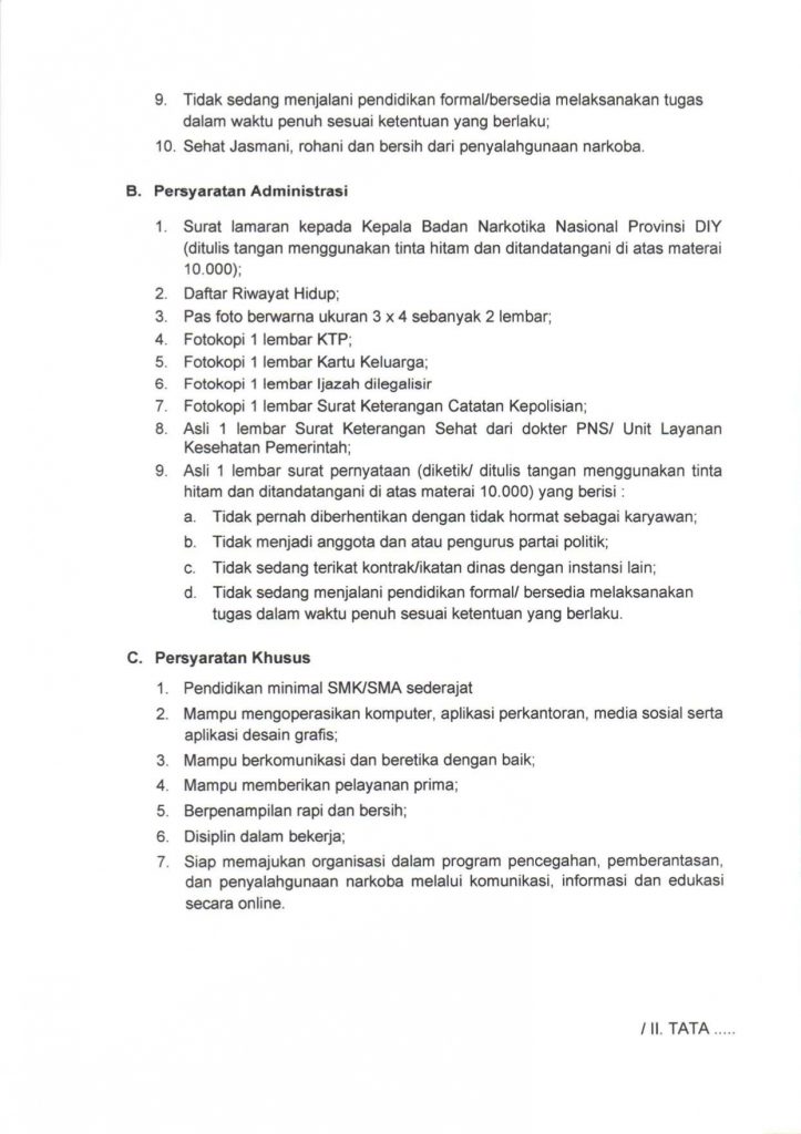 Lowongan kerja BNN Terbaru 2022