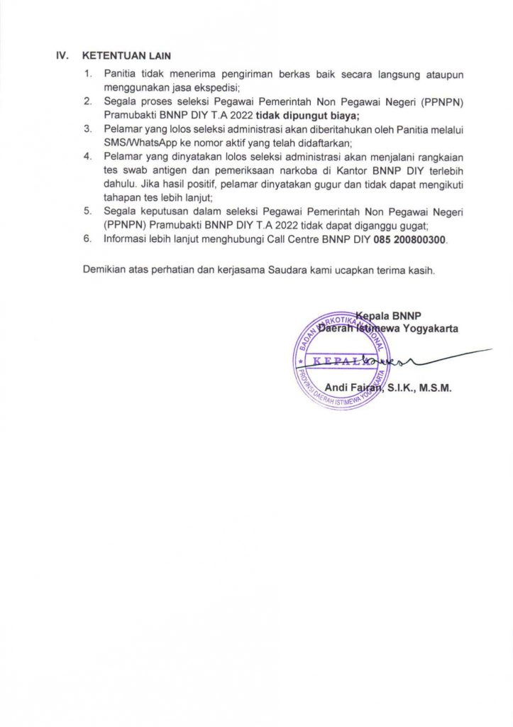 Lowongan kerja BNN Terbaru 2022