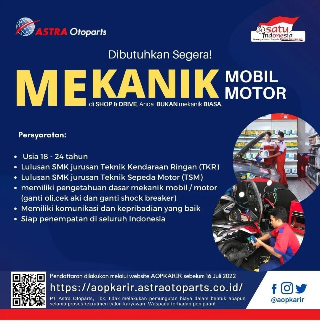 Lowongan Kerja PT Astra Otoparts