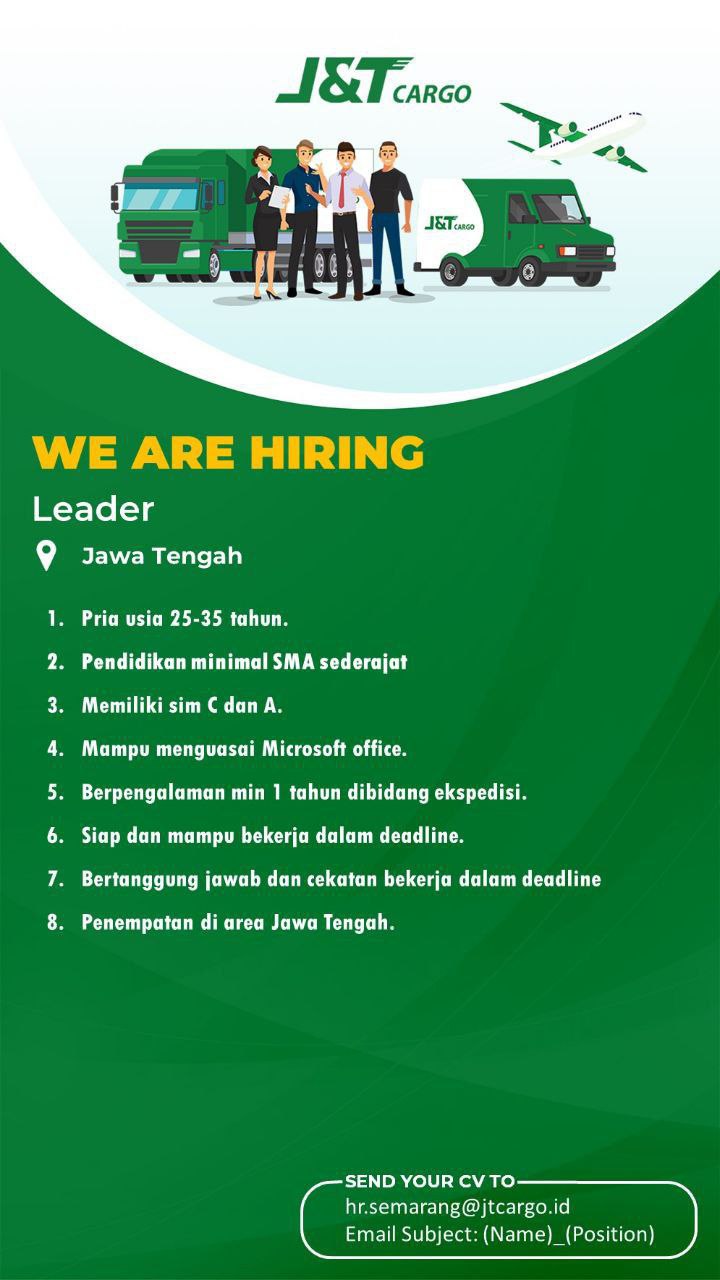 Lowongan Kerja JNT Cargo Area Jawa Tengah